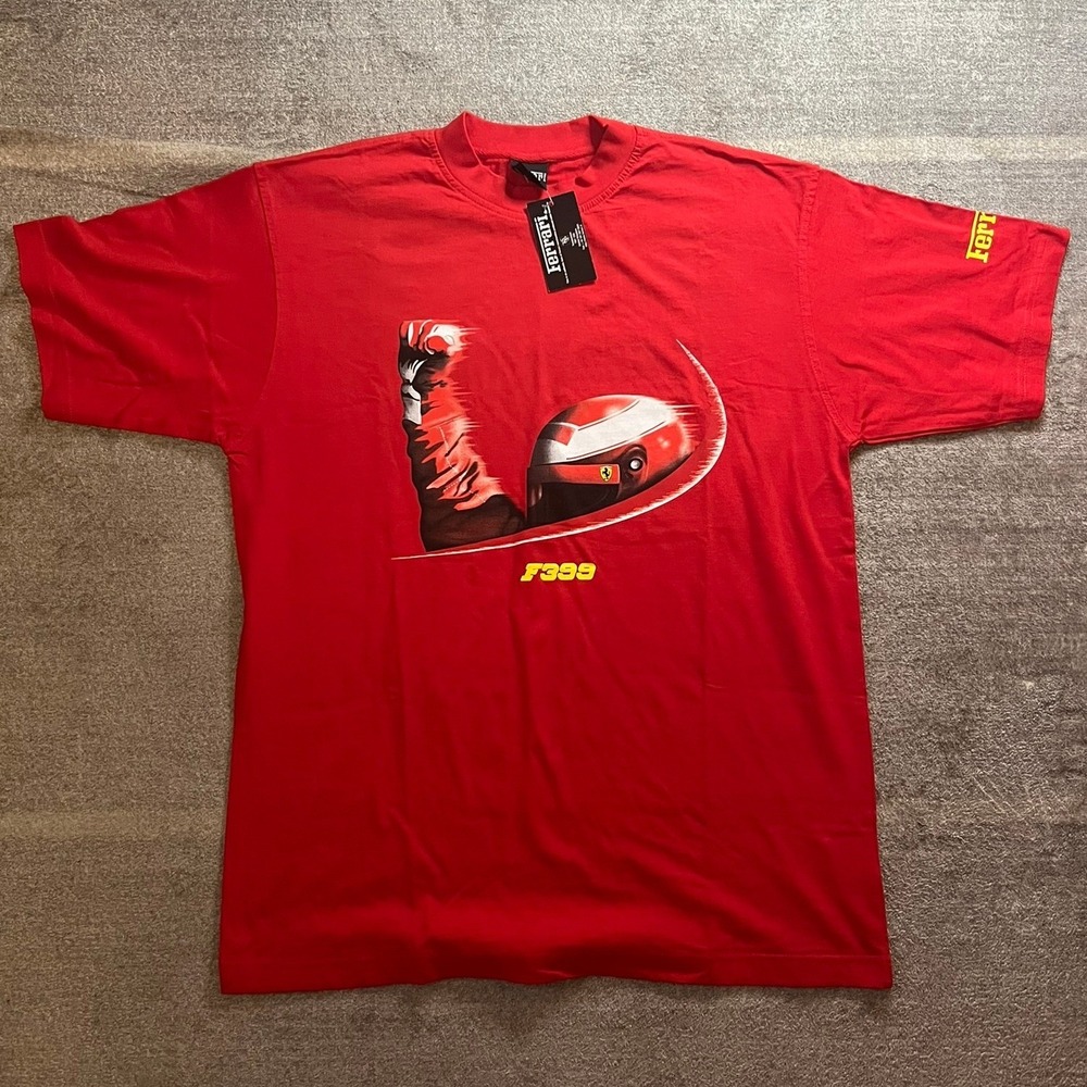 Vintage 1999 Ferrari F399 F1 Racing T-Shirt Red Mens Large NWT Supercar Exotic